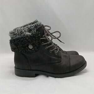 Cliffs By White Mountain Duena Hiking Boot Women 6W Black Faux Leather Gorpcore